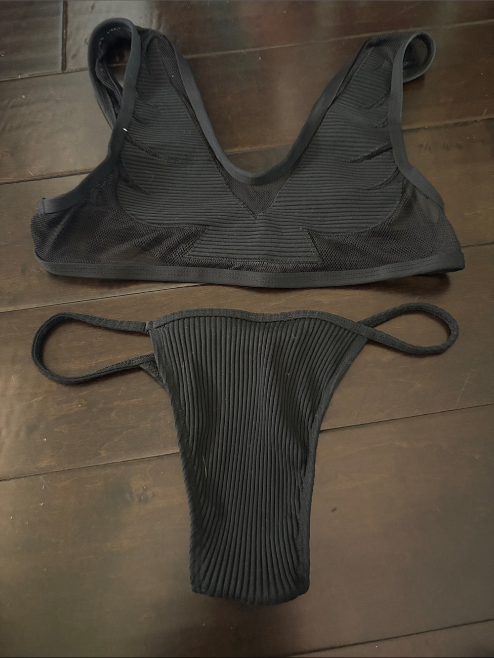 M A Women’s Black Ribbed Bathing Suit